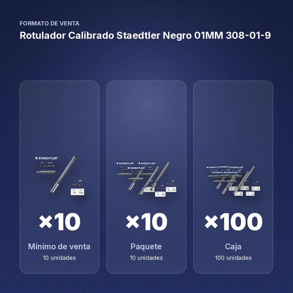 ROTULADOR CALIBRADO STAEDTLER NEGRO 01MM 308-01-9  - formato de venta: paquete de 10, caja de 100