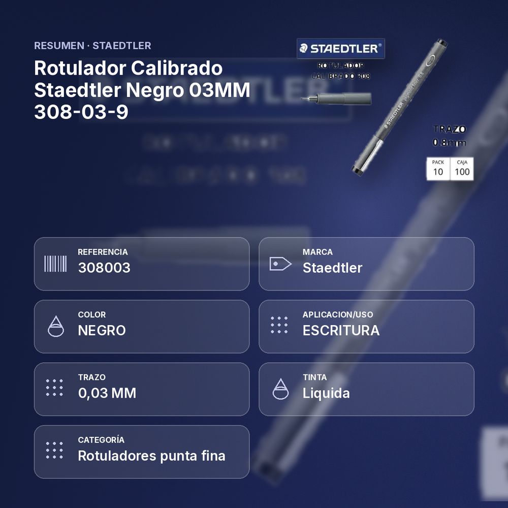 ROTULADOR CALIBRADO STAEDTLER NEGRO 03MM 308-03-9   - resumen de atributos
