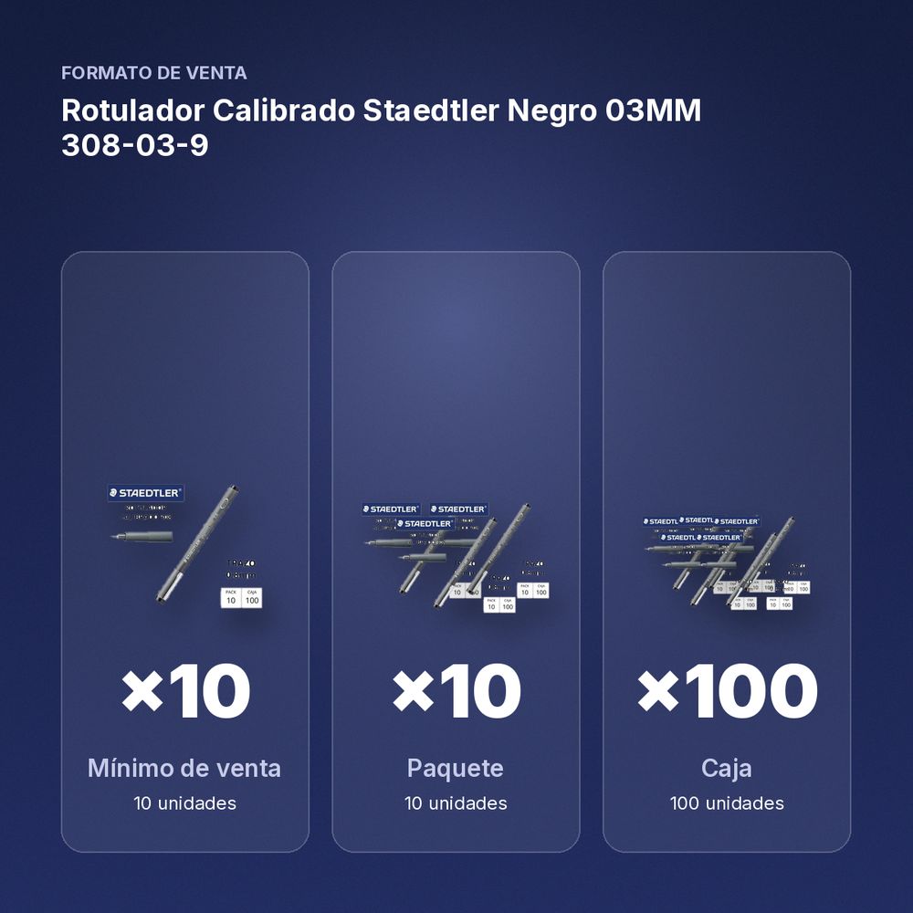 ROTULADOR CALIBRADO STAEDTLER NEGRO 03MM 308-03-9   - formato de venta: paquete de 10, caja de 100