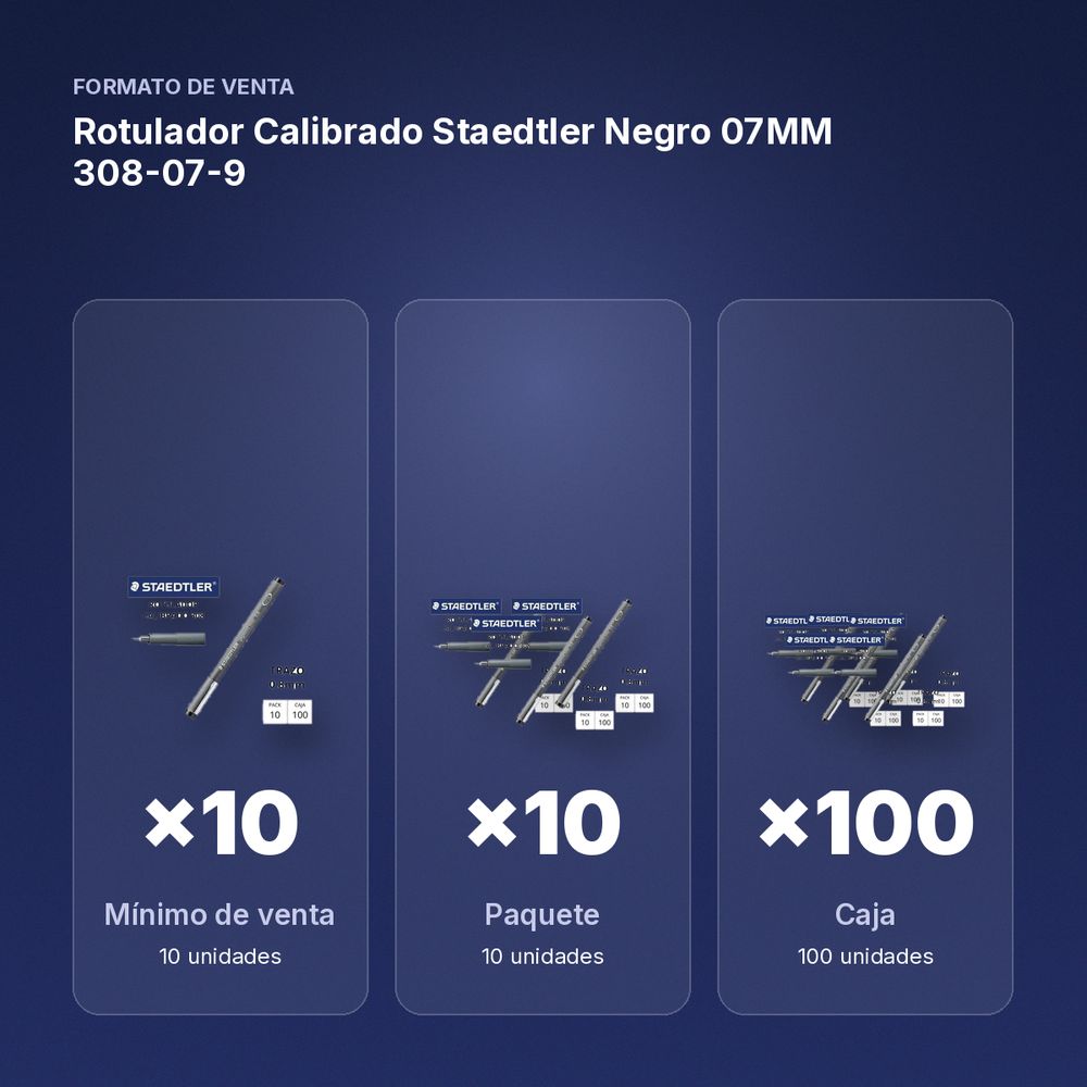 ROTULADOR CALIBRADO STAEDTLER NEGRO 07MM 308-07-9   - formato de venta: paquete de 10, caja de 100