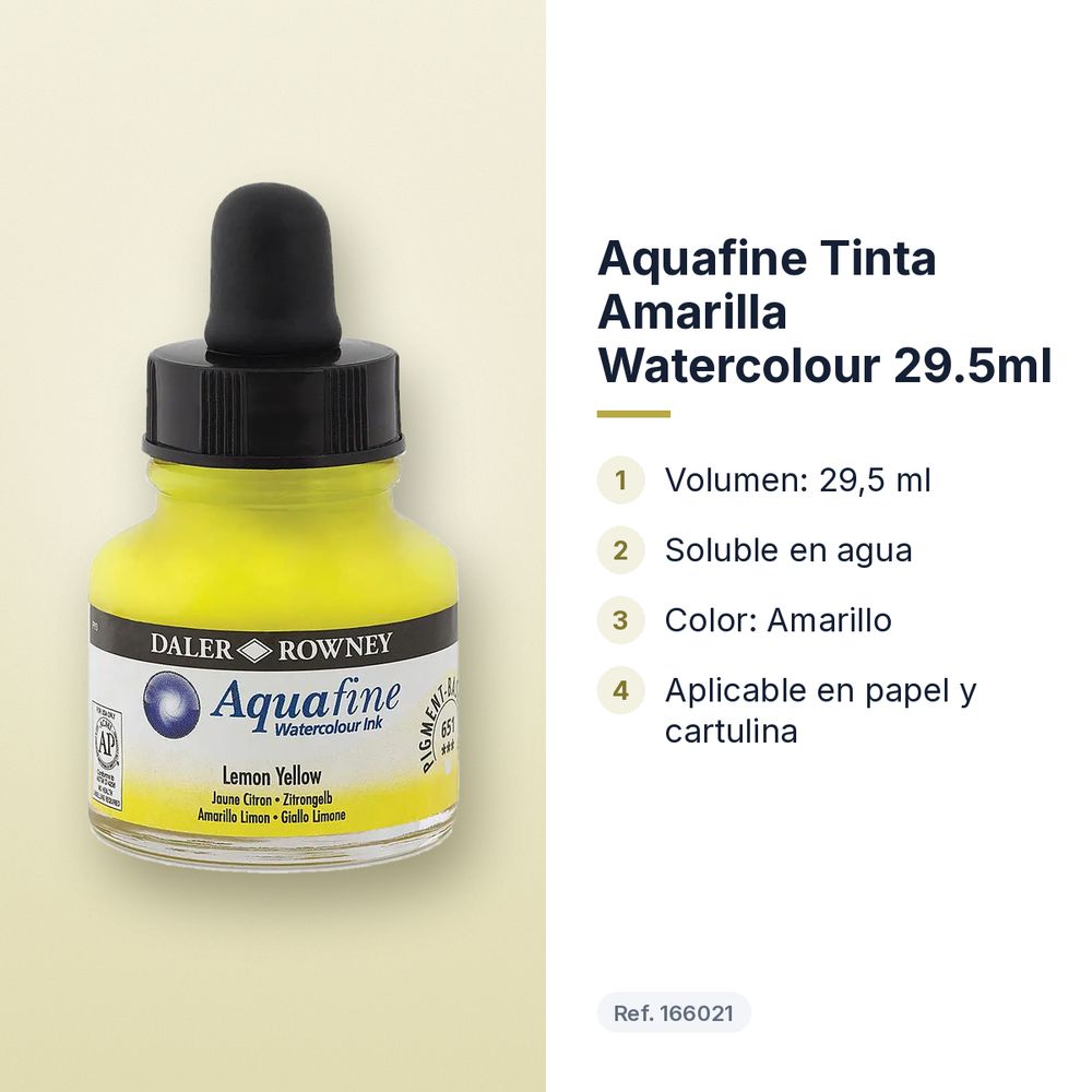 AQUAFINE TINTA AMARILLA WATERCOLOUR 29.5ML - características principales