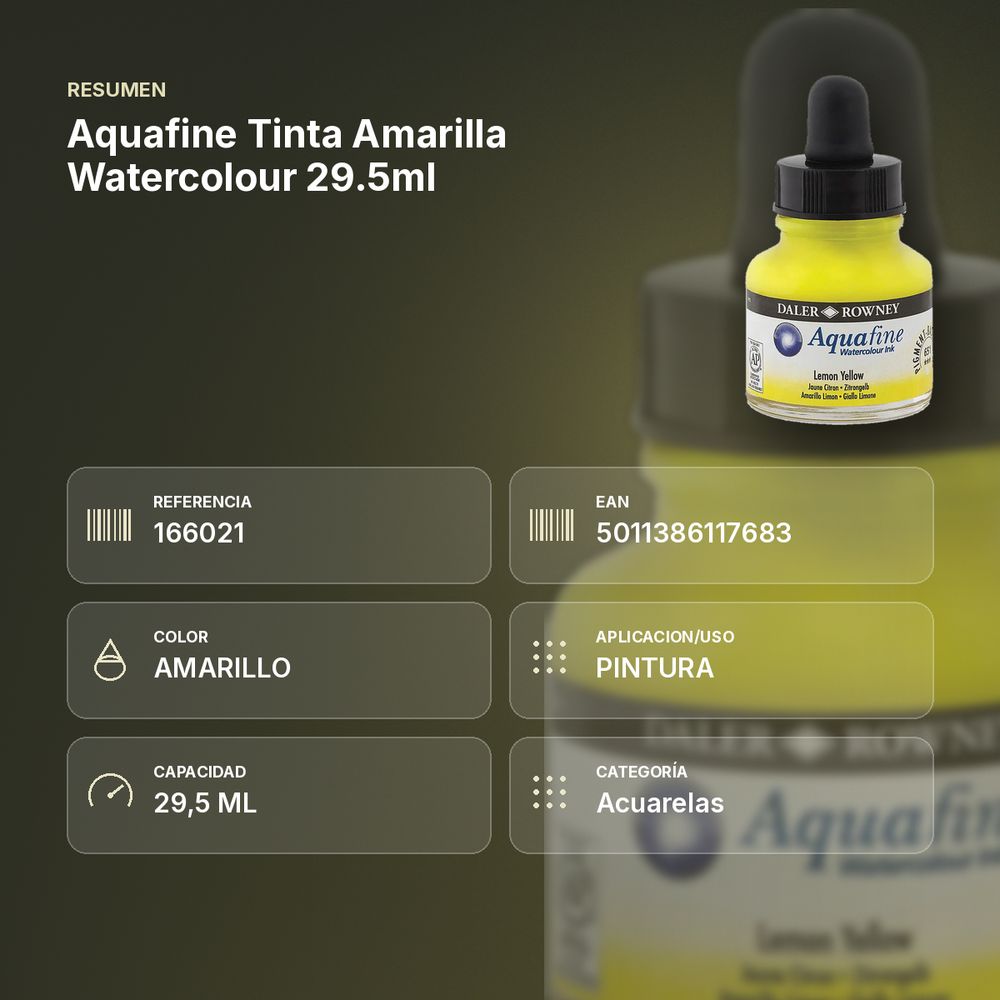 AQUAFINE TINTA AMARILLA WATERCOLOUR 29.5ML - resumen de atributos