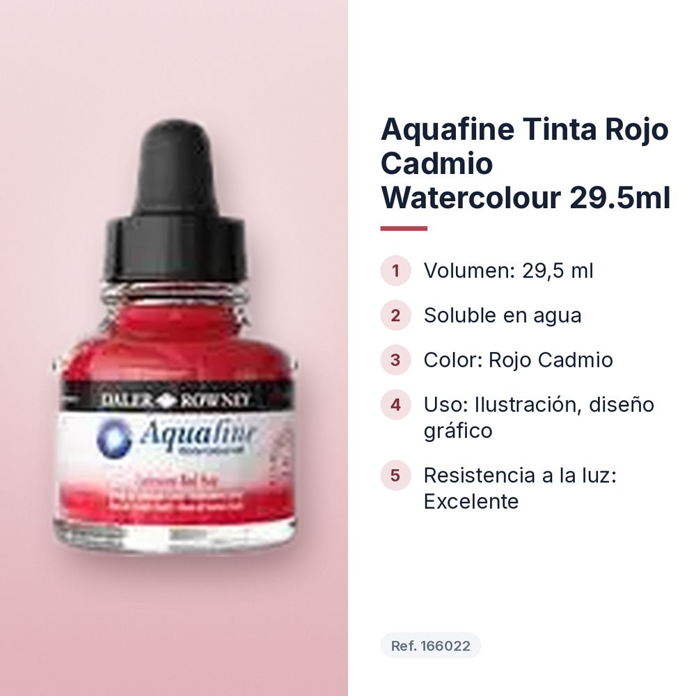 AQUAFINE TINTA ROJO CADMIO WATERCOLOUR 29.5ML  - características principales