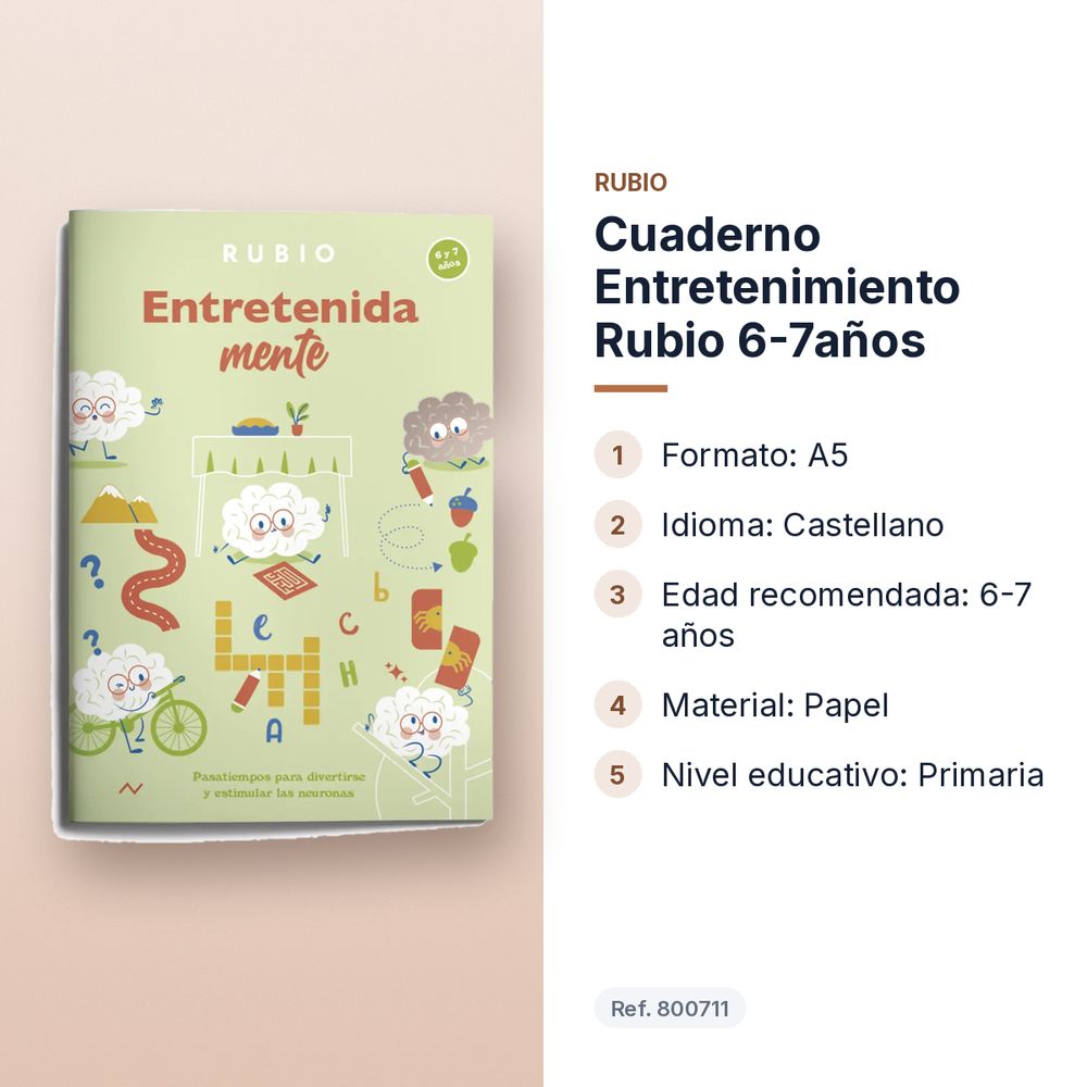 CUADERNO ENTRETENIMIENTO RUBIO 6-7AÑOS - características principales