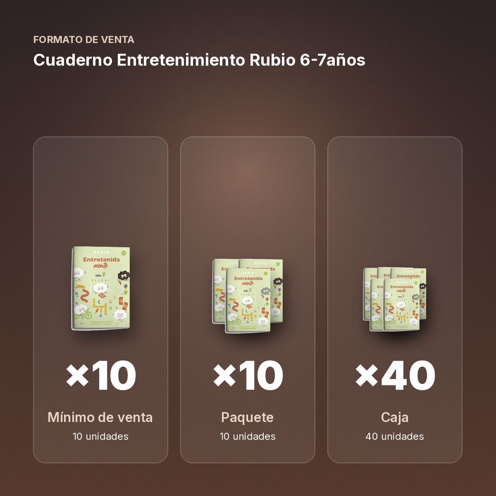 CUADERNO ENTRETENIMIENTO RUBIO 6-7AÑOS - formato de venta: paquete de 10, caja de 40