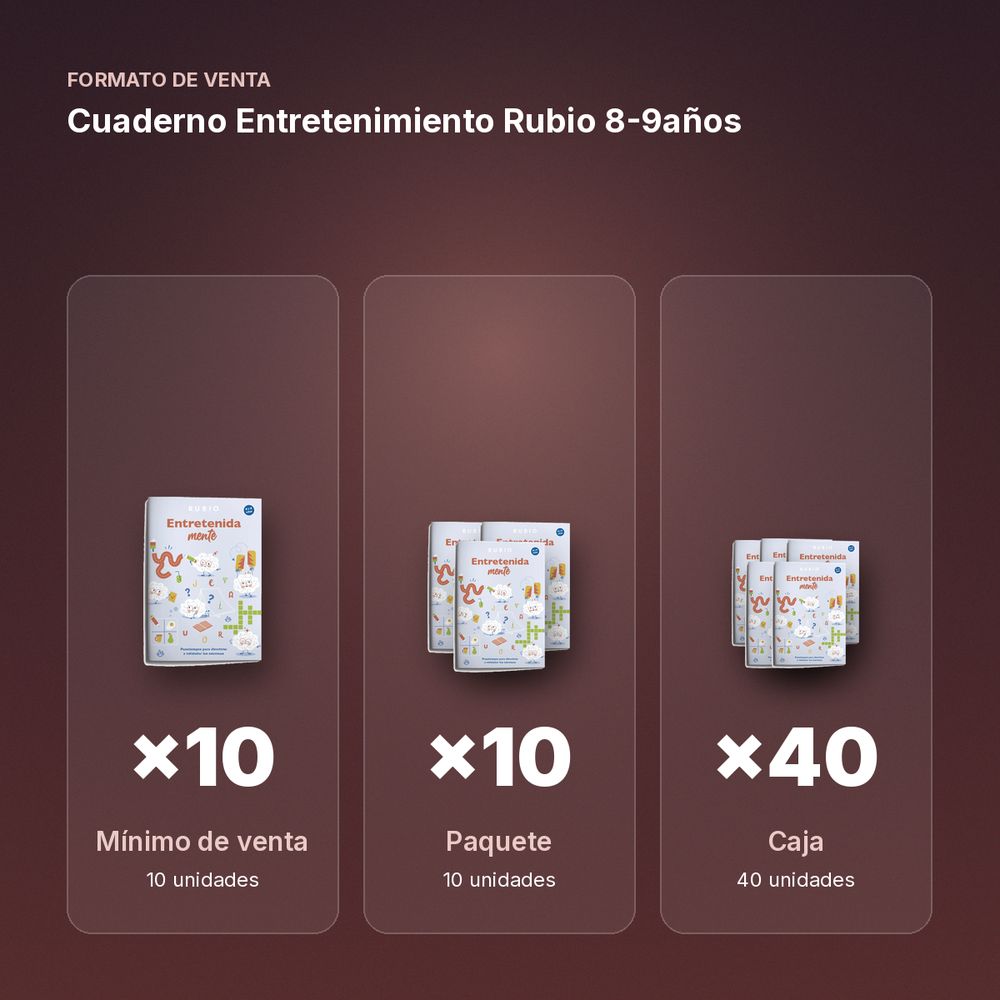 CUADERNO ENTRETENIMIENTO RUBIO 8-9AÑOS  - formato de venta: paquete de 10, caja de 40