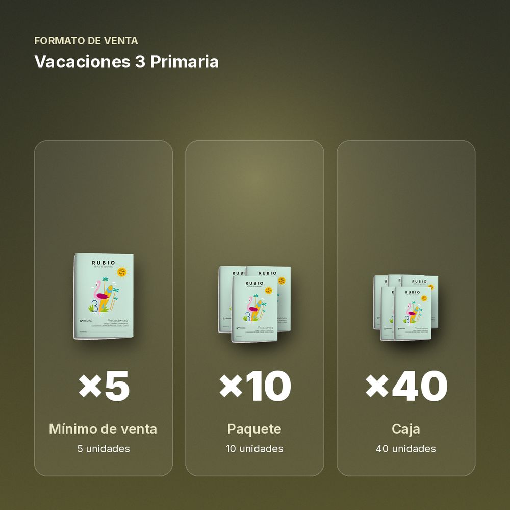 VACACIONES 3 PRIMARIA - formato de venta: paquete de 10, caja de 40