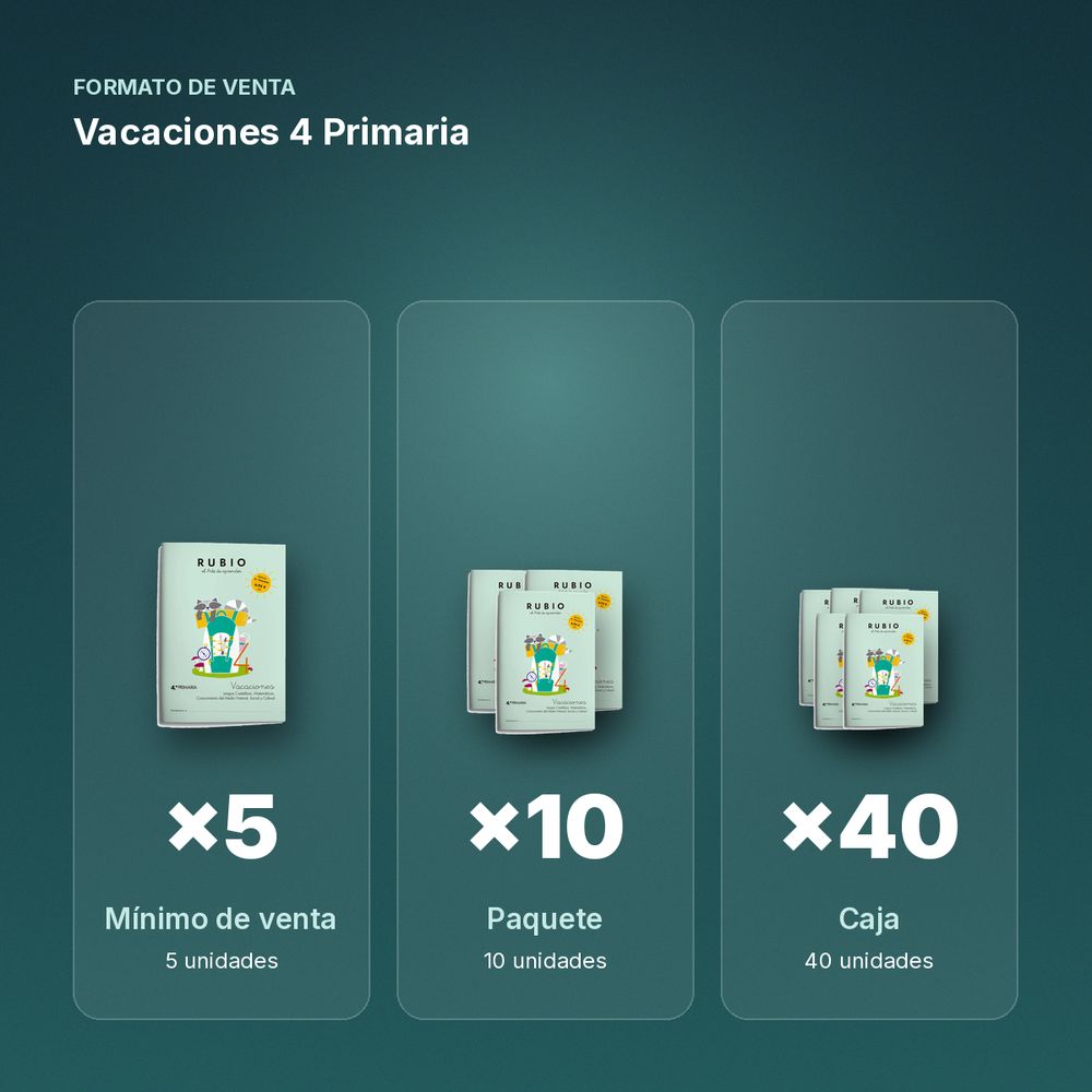VACACIONES 4 PRIMARIA  - formato de venta: paquete de 10, caja de 40