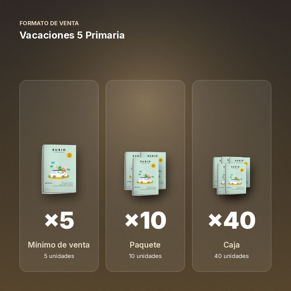 VACACIONES 5 PRIMARIA - formato de venta: paquete de 10, caja de 40