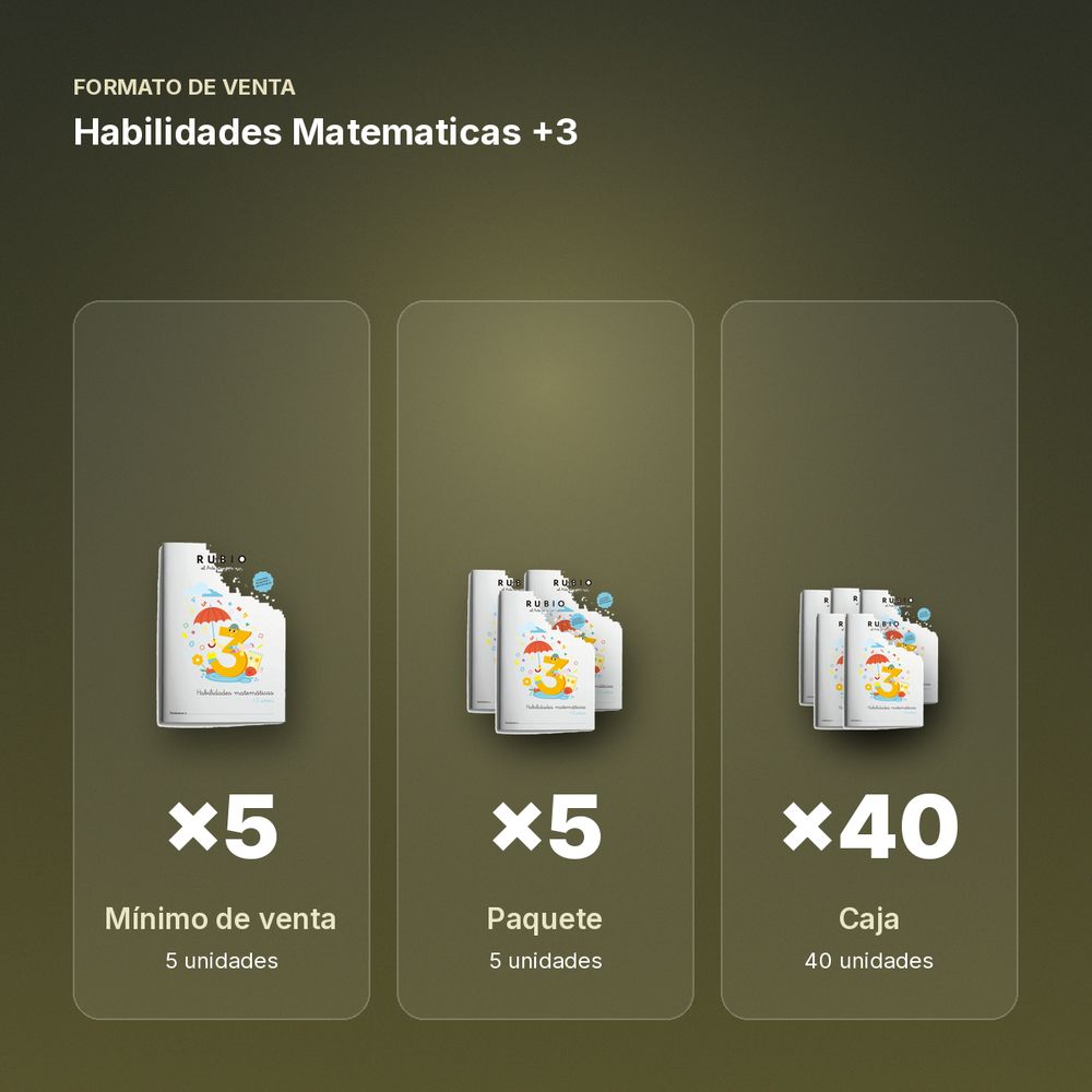 HABILIDADES MATEMATICAS +3 - formato de venta: paquete de 5, caja de 40