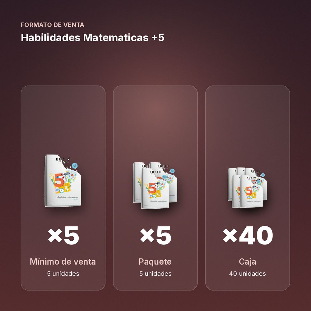 HABILIDADES MATEMATICAS +5 - formato de venta: paquete de 5, caja de 40