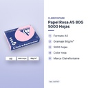 PAPEL ROSA A5 80G 5000 HOJAS - características principales