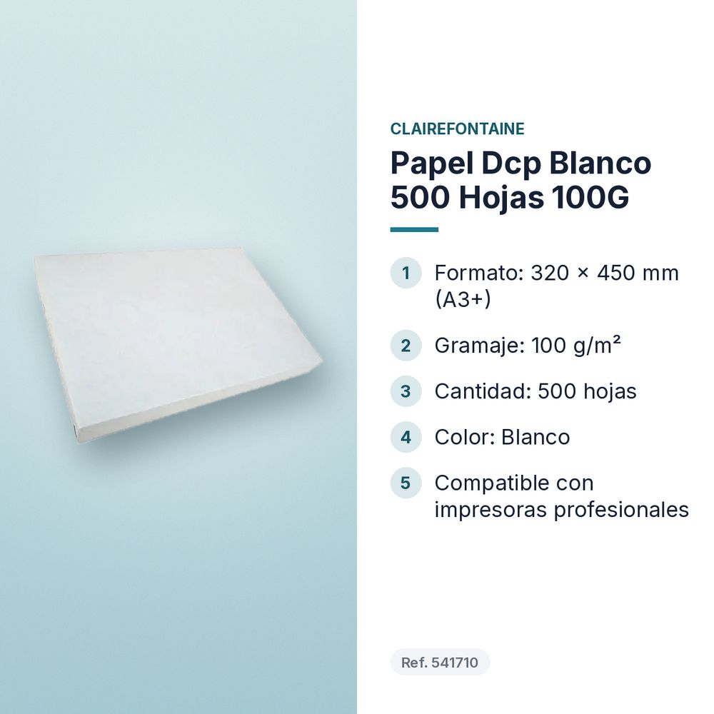 PAPEL DCP BLANCO 500 HOJAS 100G - características principales