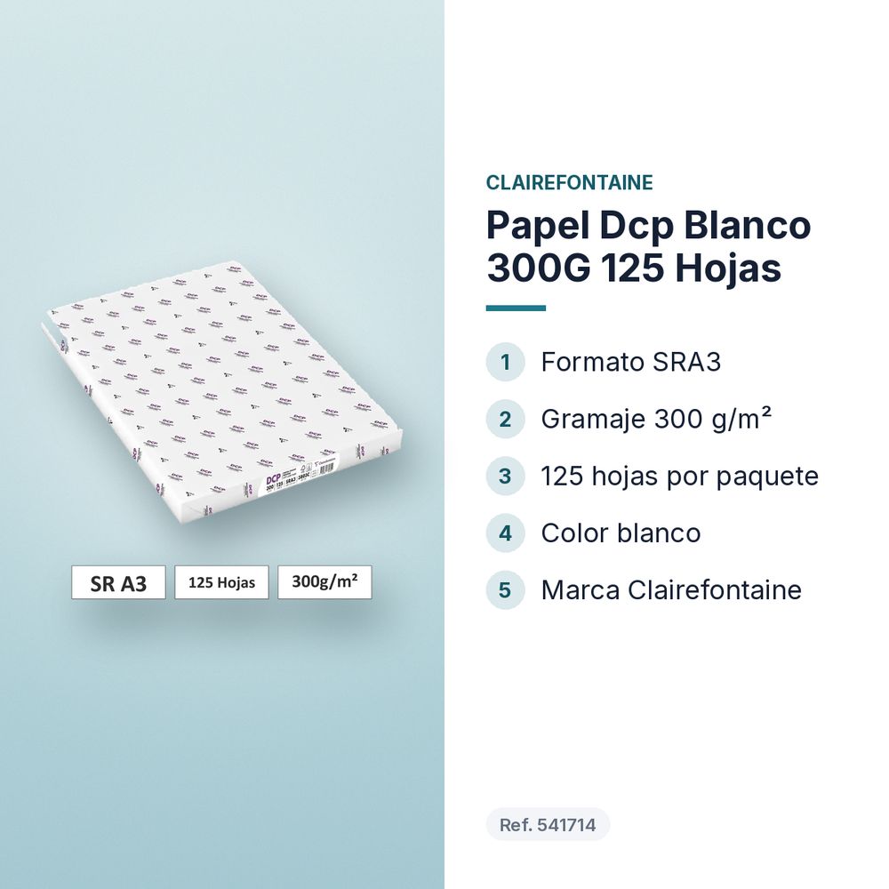 PAPEL DCP BLANCO 300G 125 HOJAS - características principales