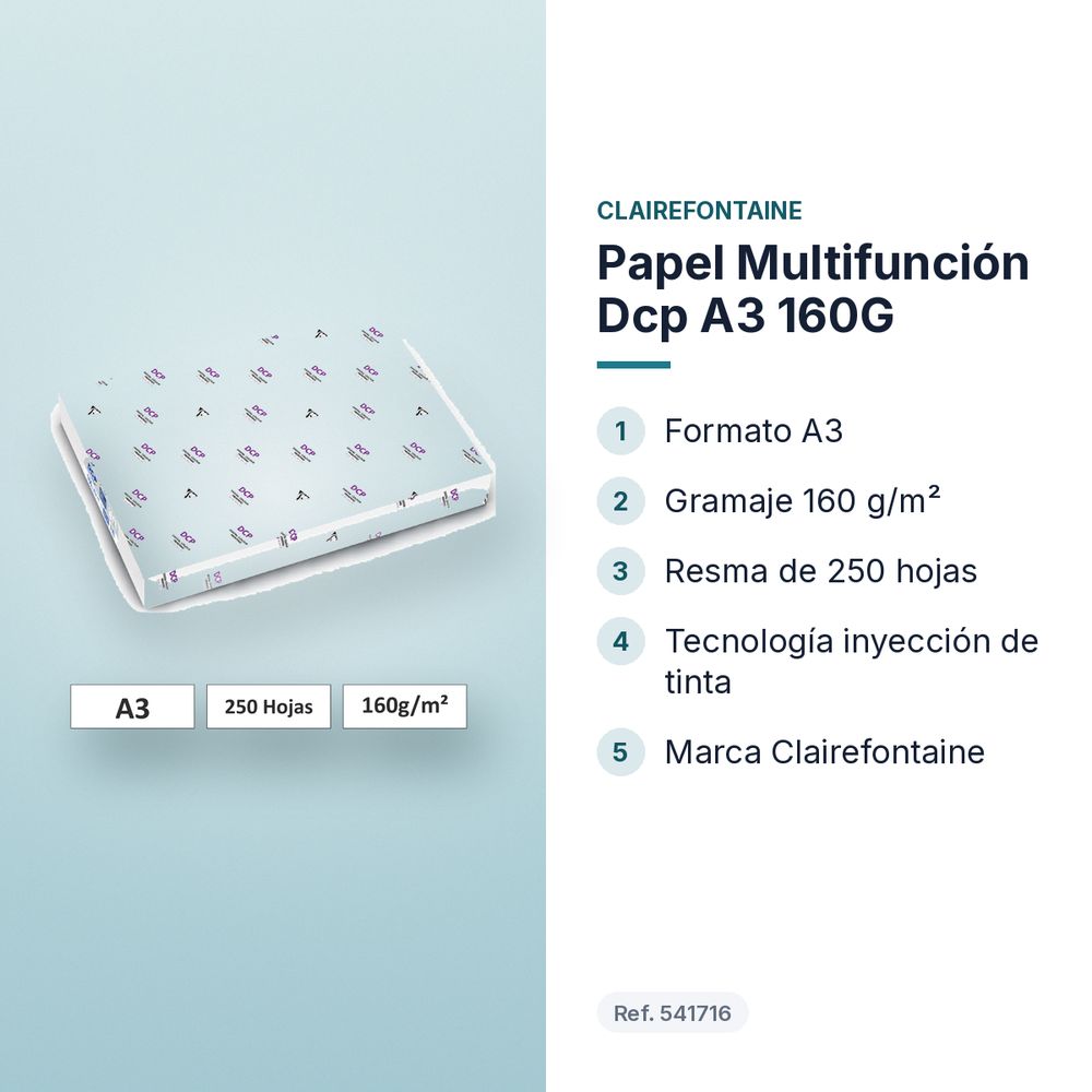 PAPEL MULTIFUNCIÓN DCP A3 160G  - características principales