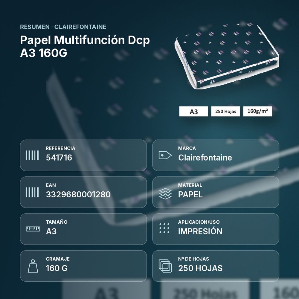 PAPEL MULTIFUNCIÓN DCP A3 160G  - resumen de atributos