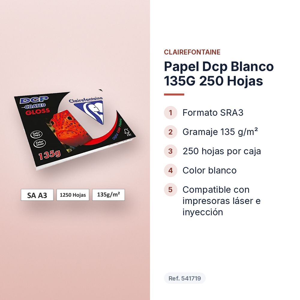 PAPEL DCP BLANCO 135G 250 HOJAS  - características principales