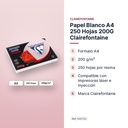 PAPEL BLANCO A4 250 HOJAS 200G CLAIREFONTAINE - características principales