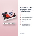 PAPEL BLANCO A4 250 HOJAS 250G CLAIREFONTAINE - características principales