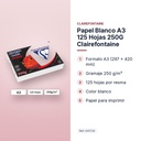 PAPEL BLANCO A3 125 HOJAS 250G CLAIREFONTAINE - características principales