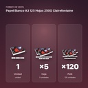 PAPEL BLANCO A3 125 HOJAS 250G CLAIREFONTAINE - formato de venta: caja de 5, palé de 120