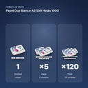 PAPEL DCP BLANCO A3 500 HOJAS 100G  - formato de venta: caja de 5, palé de 120
