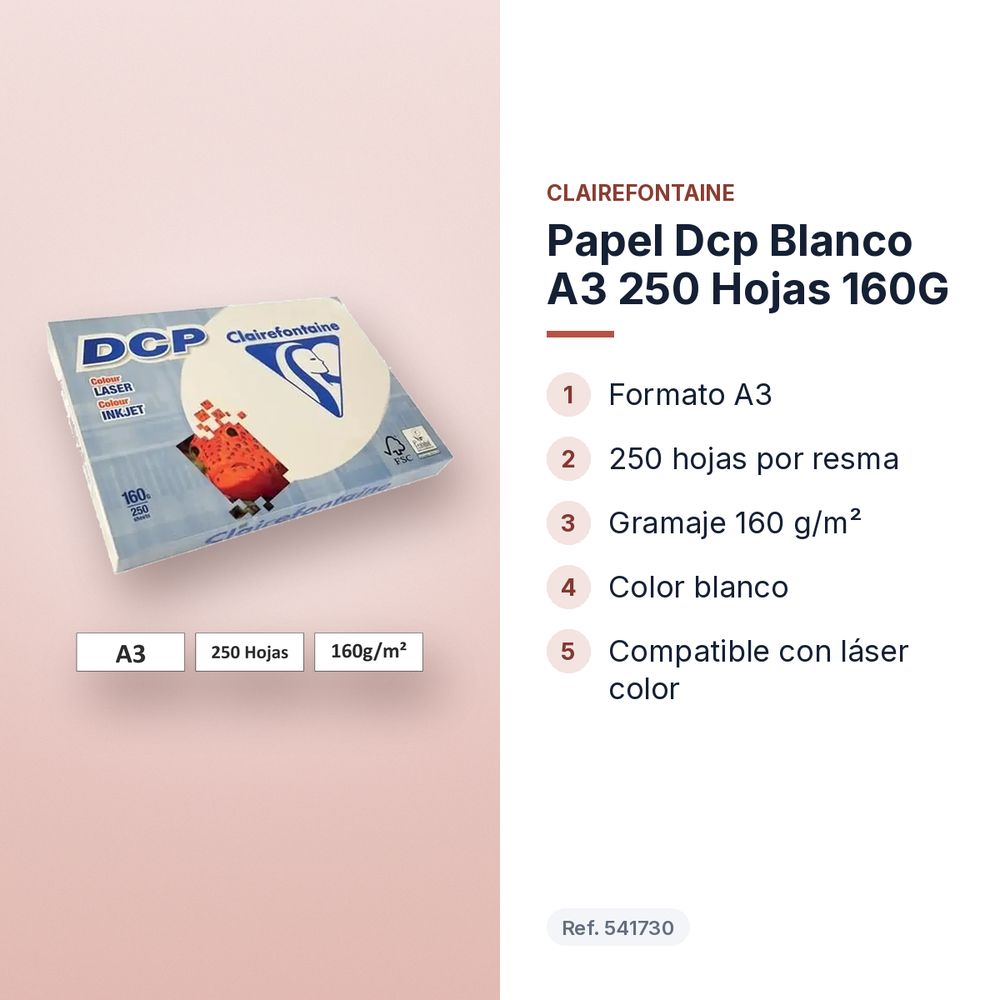 PAPEL DCP BLANCO A3 250 HOJAS 160G  - características principales