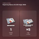 PAPEL DCP BLANCO A3 250 HOJAS 160G  - formato de venta: caja de 5