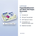 PAPEL MULTIFUNCION A4 160G 250 HOJAS RECICLADO - características principales