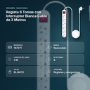 REGLETA 6 TOMAS CON INTERRUPTOR BLANCA CABLE DE 3 METROS - resumen de atributos