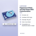 PAPEL AZUL ALISIO A4 500 HOJAS 80G CLAIREFONTAINE - características principales