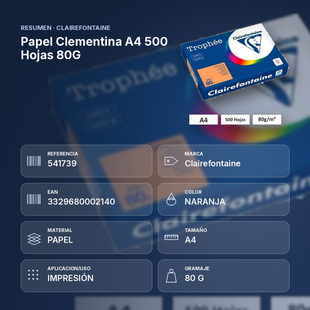 PAPEL CLEMENTINA A4 500 HOJAS 80G  - resumen de atributos