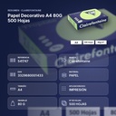 PAPEL DECORATIVO A4 80G 500 HOJAS  - resumen de atributos