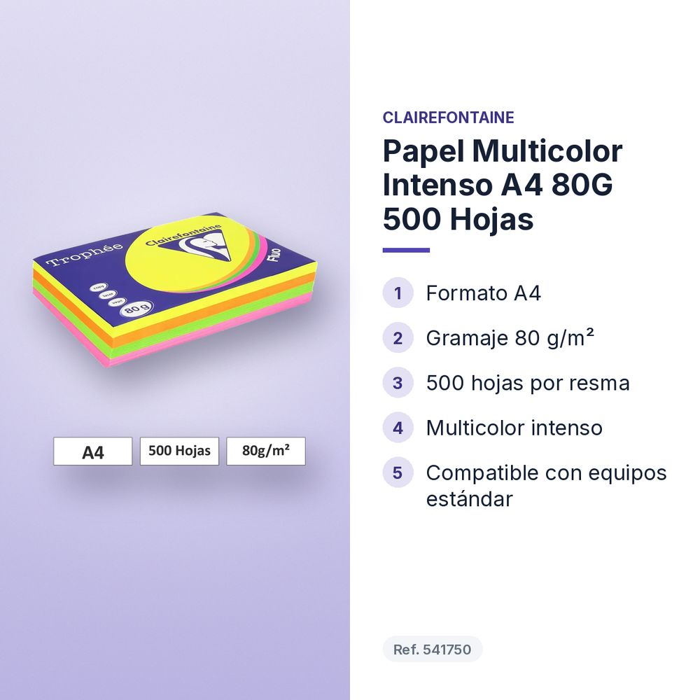 PAPEL MULTICOLOR INTENSO A4 80G 500 HOJAS - características principales