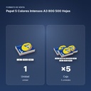 PAPEL 5 COLORES INTENSOS A3 80G 500 HOJAS - formato de venta: caja de 5