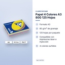 PAPEL 4 COLORES A3 80G 125 HOJAS - características principales