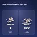 PAPEL COLORES PASTEL A4 250 HOJAS 160G  - formato de venta: caja de 22