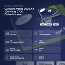 CARTULINA VERDE OLIVA A4 100 HOJAS 270G CLAIREFONTAINE - resumen de atributos