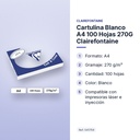 CARTULINA BLANCO A4 100 HOJAS 270G CLAIREFONTAINE - características principales