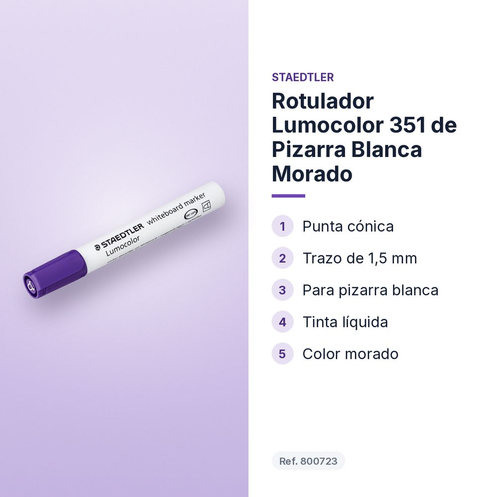 ROTULADOR LUMOCOLOR 351 DE PIZARRA BLANCA MORADO - características principales