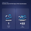 CARTULINA AZUL A4 100 HOJAS 270G CLAIREFONTAINE - formato de venta: caja de 22