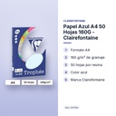 PAPEL AZUL A4 50 HOJAS 160G - CLAIREFONTAINE - características principales