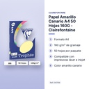 PAPEL AMARILLO CANARIO A4 50 HOJAS 160G - CLAIREFONTAINE - características principales