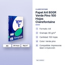 PAPEL A4 80GR VERDE PINO 100 HOJAS CLAIREFONTAINE - características principales