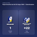 PAPEL AMARILLO SOL A4 50 HOJAS 160G - CLAIREFONTAINE - formato de venta: caja de 22