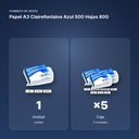 PAPEL A3 CLAIREFONTAINE AZUL 500 HOJAS 80G - formato de venta: caja de 5