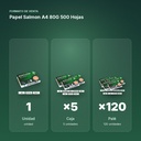 PAPEL SALMON A4 80G 500 HOJAS  - formato de venta: caja de 5, palé de 120