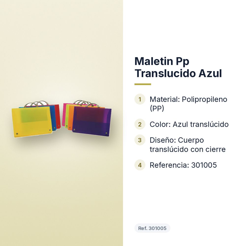 MALETIN PP TRANSLUCIDO AZUL - características principales