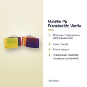MALETIN PP TRANSLUCIDO VERDE - características principales