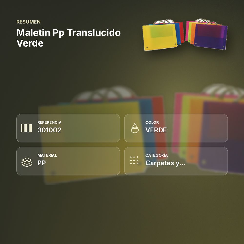 MALETIN PP TRANSLUCIDO VERDE - resumen de atributos